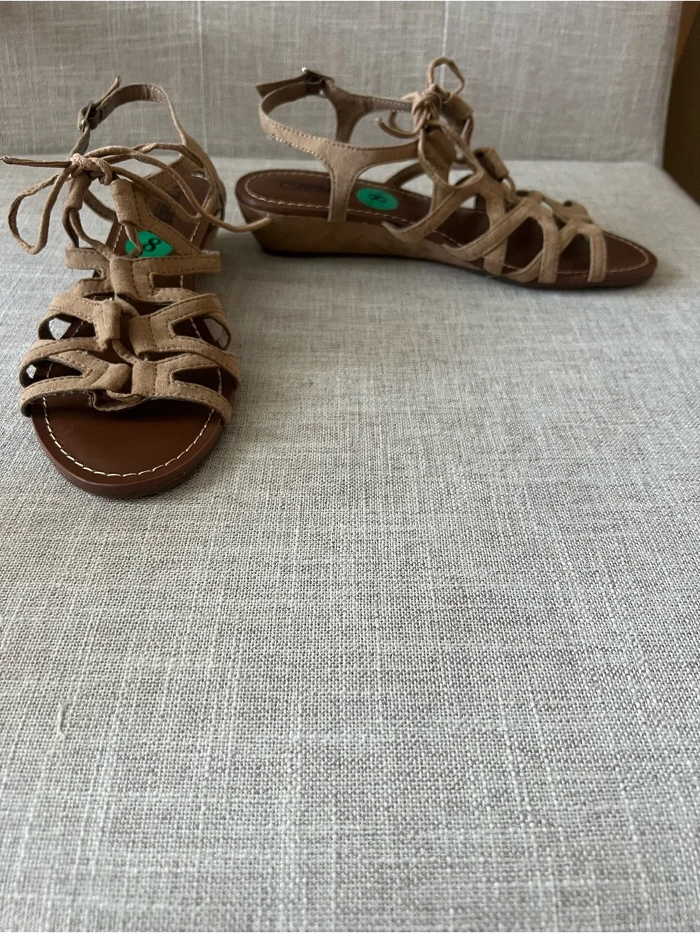 Carlos Santana Tan Lace-Up Women’s 8 Sandals, summer,boho , festival resort wear